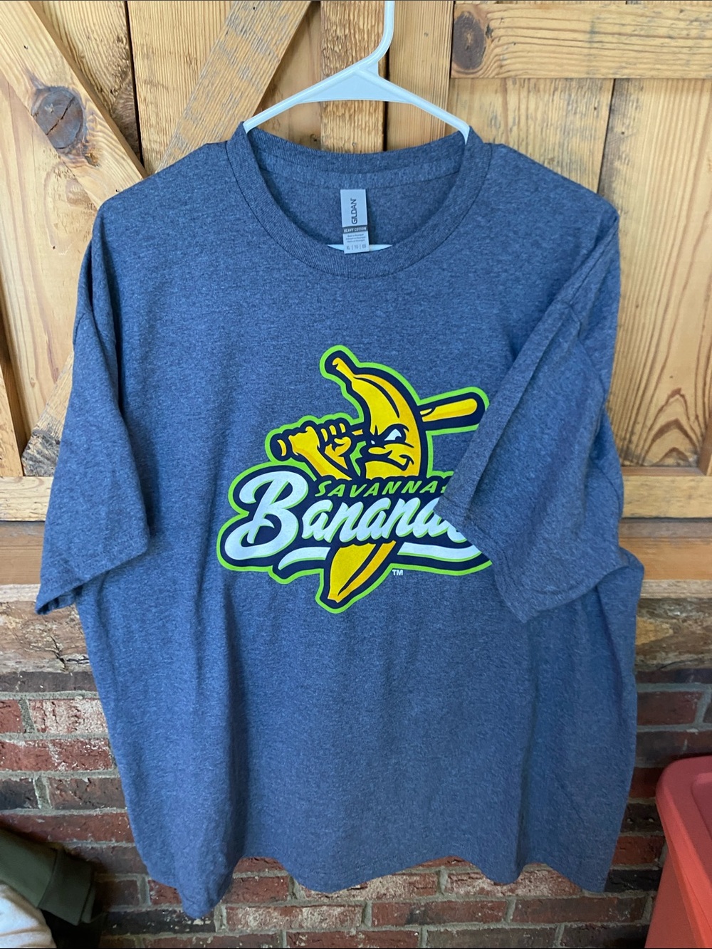 Gildan Heather Gray T-Shirt with Yellow & Green Savannah Bananas Logo